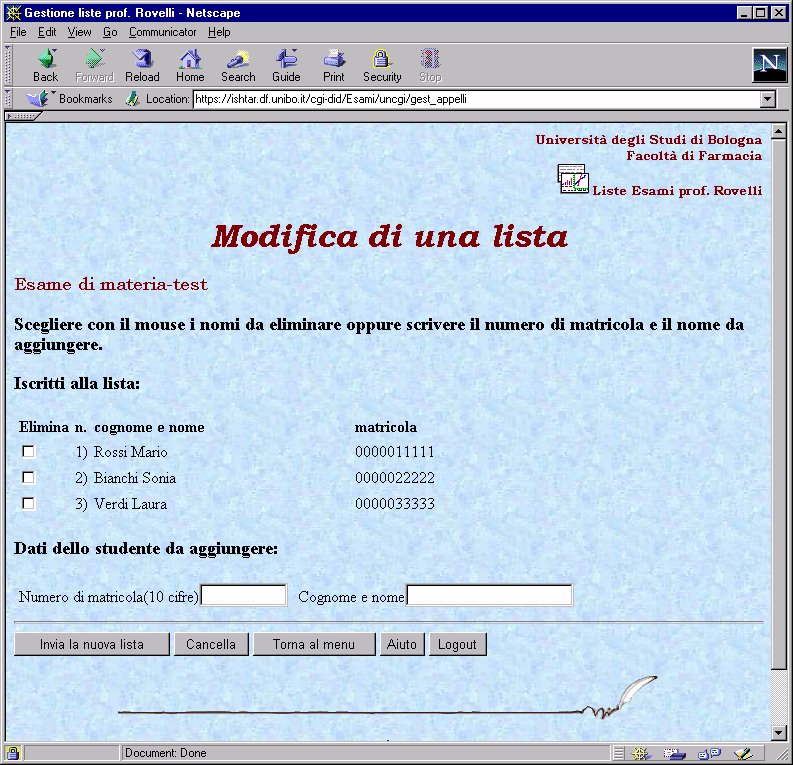 modifiche lista iscritti